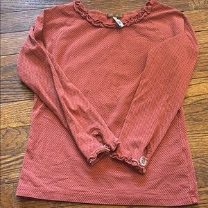 Ruffled Pink and Orange Cuffed Sleeve Blouse